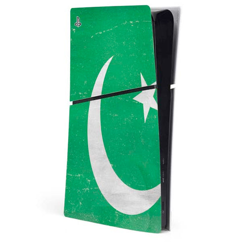 Pakistan Flag Distressed PS5 Slim Digital Edition Console Skin